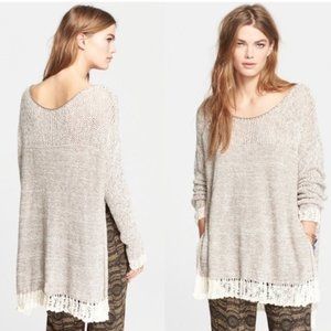 Free People Knit Crochet Lightweight Pullover Sweater Long Sleeve Top